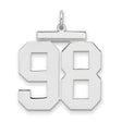 Large Polished Number 98 Charm Pendant in Real 925 Sterling Silver