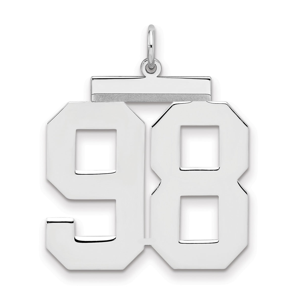 Large Polished Number 98 Charm Pendant in Real 925 Sterling Silver