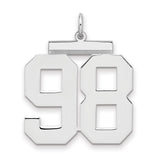 Large Polished Number 98 Charm Pendant in Real 925 Sterling Silver