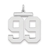 Large Polished Number 99 Charm Pendant in Real 925 Sterling Silver