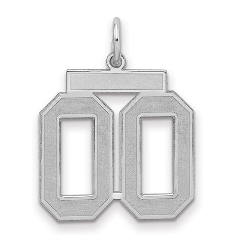 Sterling Silver 00 Pendant, Bold Block Number Design, Unisex Sports Charm