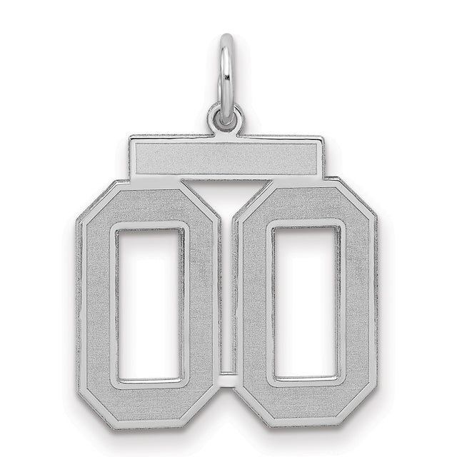 Sterling Silver 00 Pendant, Bold Block Number Design, Unisex Sports Charm