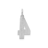 Sterling Silver Number 4 Pendant with Brushed Interior and Polished Outline
