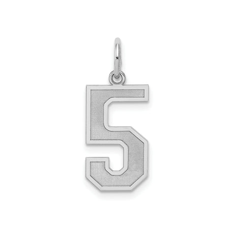 Sterling Silver Number 5 Pendant Charm, Bold Varsity Style Unisex Accessory