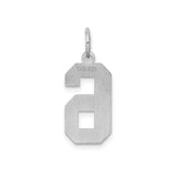 Sterling Silver Number 6 Pendant, Bold Block Numeral Charm with Satin Finish