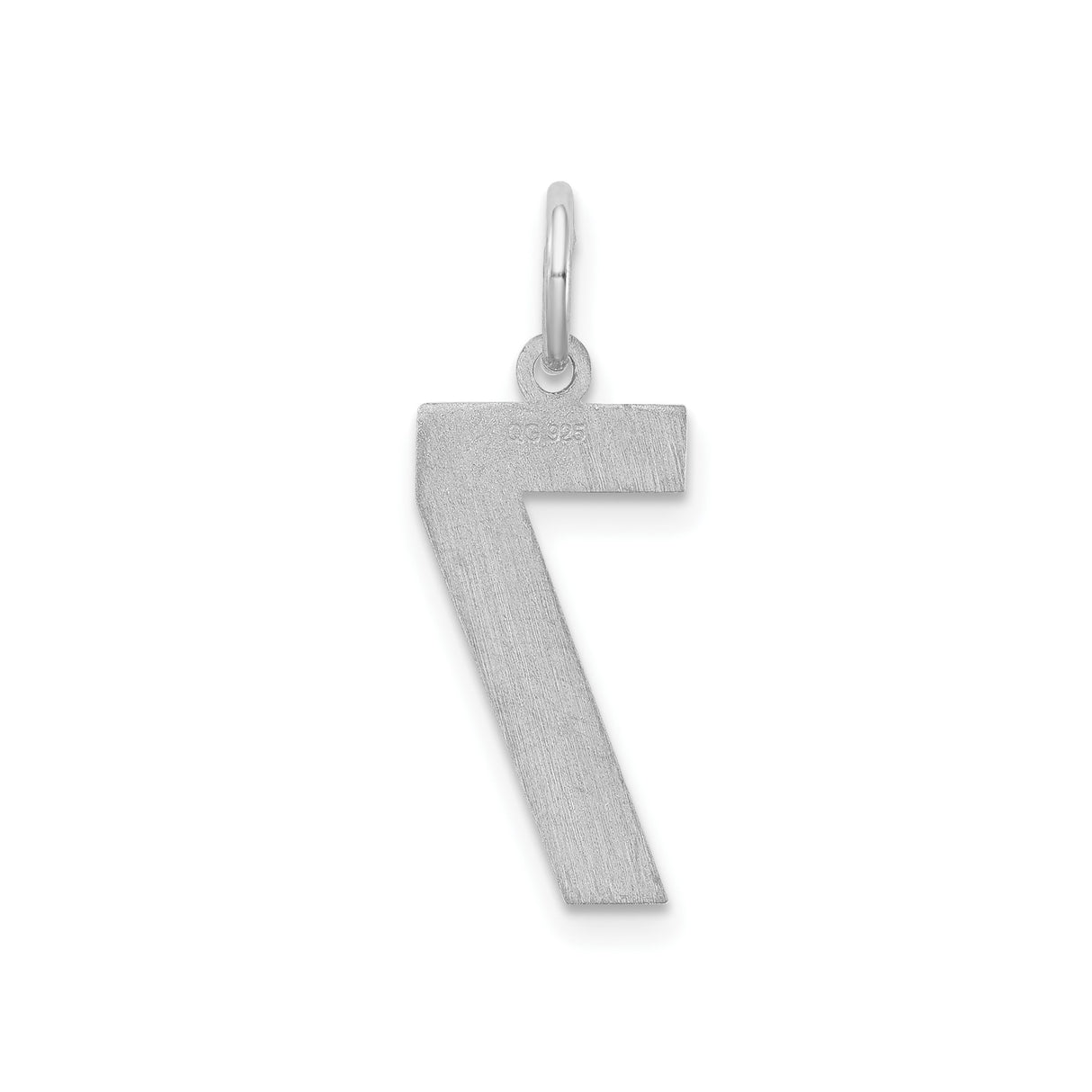 Sterling Silver Number 7 Charm Pendant, Polished Edge, Modern Numerology Design