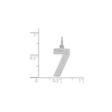 Sterling Silver Number 7 Charm Pendant, Polished Edge, Modern Numerology Design