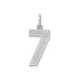 Sterling Silver Number 7 Charm Pendant, Polished Edge, Modern Numerology Design