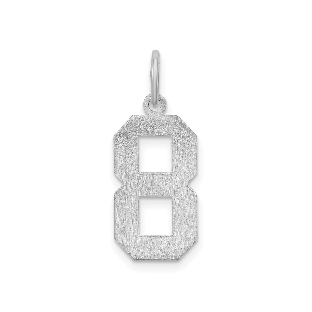 Sterling Silver Number 8 Pendant, Bold Block Style, Sporty Design Charm for Necklace or Bracelet
