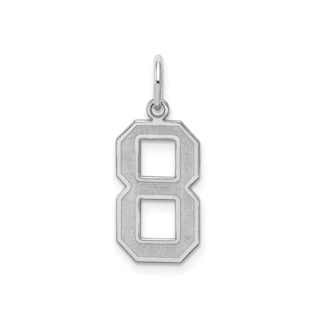 Sterling Silver Number 8 Pendant, Bold Block Style, Sporty Design Charm for Necklace or Bracelet