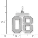 Medium Satin Number 8 with Top Charm Pendant in Real 925 Sterling Silver