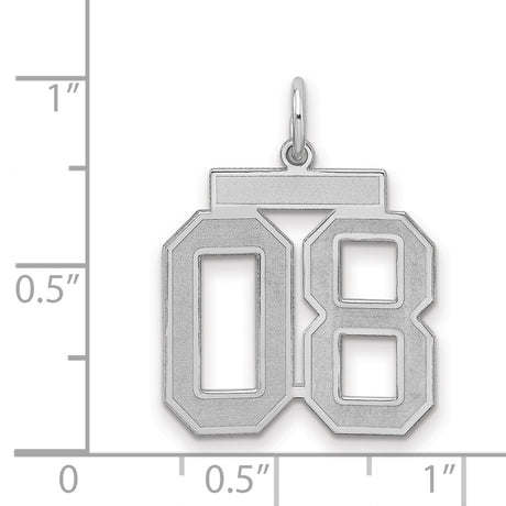 Medium Satin Number 8 with Top Charm Pendant in Real 925 Sterling Silver