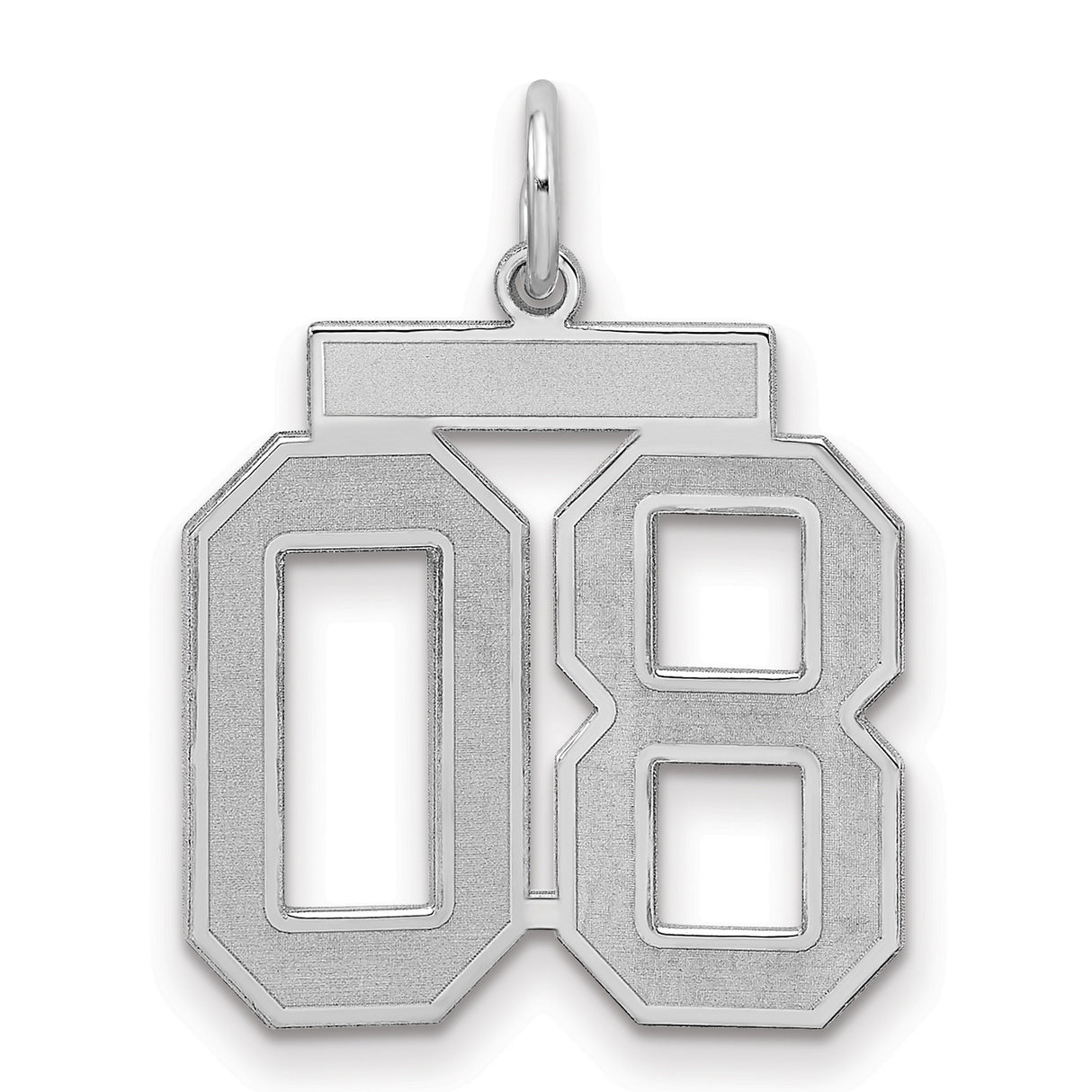 Medium Satin Number 8 with Top Charm Pendant in Real 925 Sterling Silver