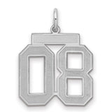 Medium Satin Number 8 with Top Charm Pendant in Real 925 Sterling Silver