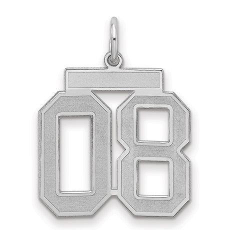 Medium Satin Number 8 with Top Charm Pendant in Real 925 Sterling Silver