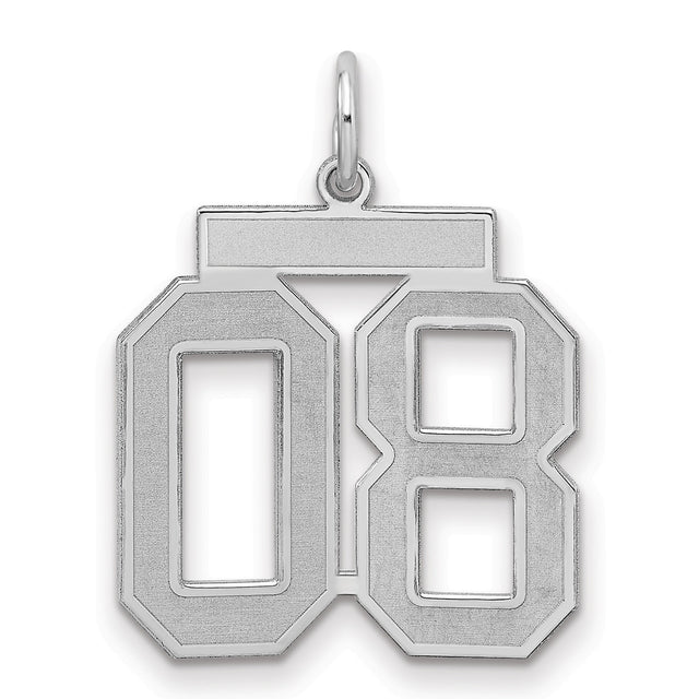 Medium Satin Number 8 with Top Charm Pendant in Real 925 Sterling Silver