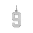Sterling Silver Number 9 Pendant, Bold Block Style Unisex Sports Charm