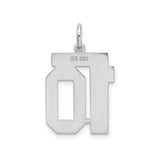 Sterling Silver Number 10 Pendant, Bold Block Sports Style Charm for Men or Women