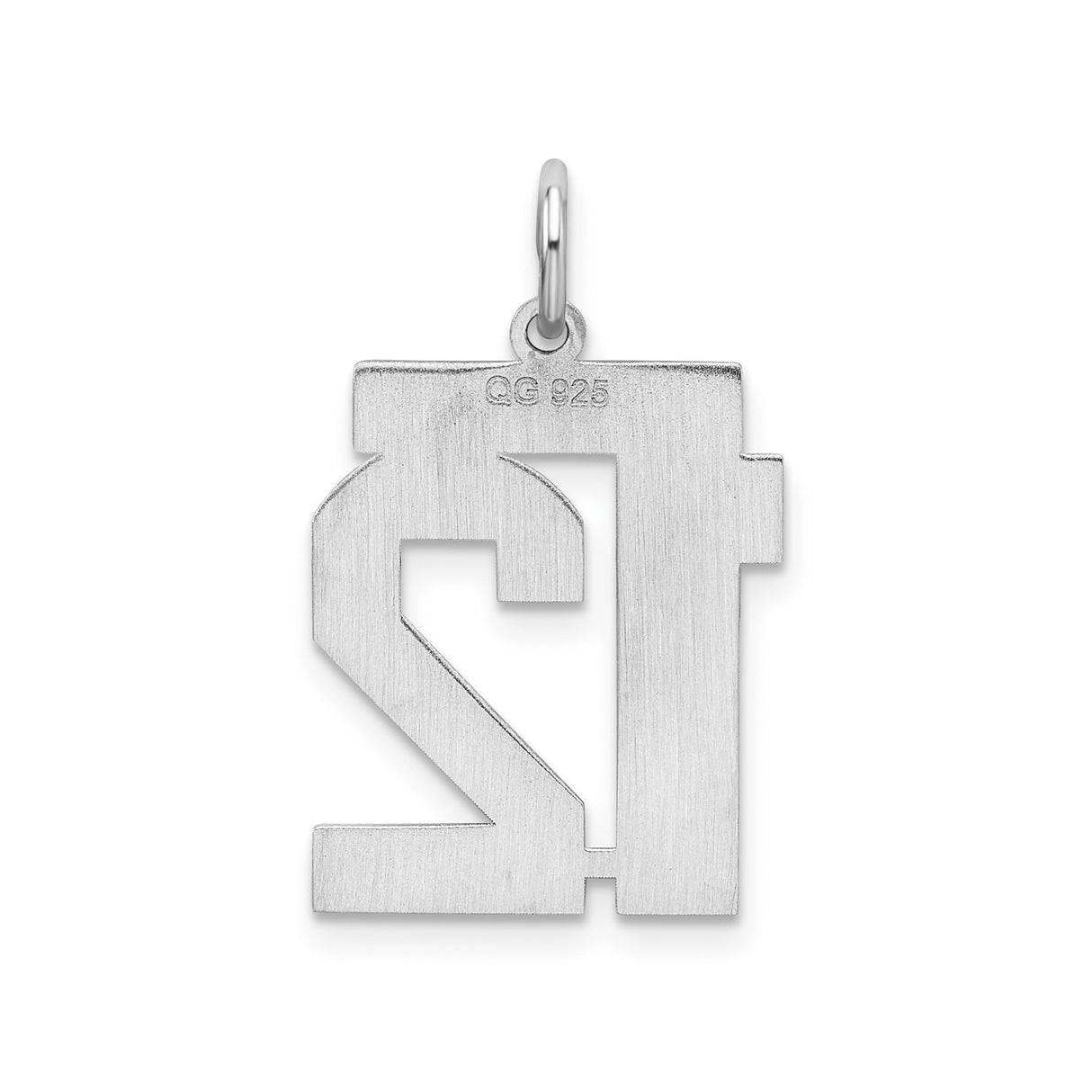 Sterling Silver Number 12 Pendant with Polished and Brushed Finish, Sports Charm for Men and Women