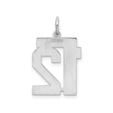 Sterling Silver Number 12 Pendant with Polished and Brushed Finish, Sports Charm for Men and Women