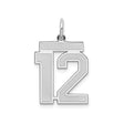 Sterling Silver Number 12 Pendant with Polished and Brushed Finish, Sports Charm for Men and Women