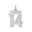 Sterling Silver Number 14 Charm Pendant, Bold Block Design, Unisex Jewelry