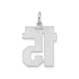 Sterling Silver Number 15 Pendant Charm, Block Font, Bold Satin Finish, Unisex Jewelry