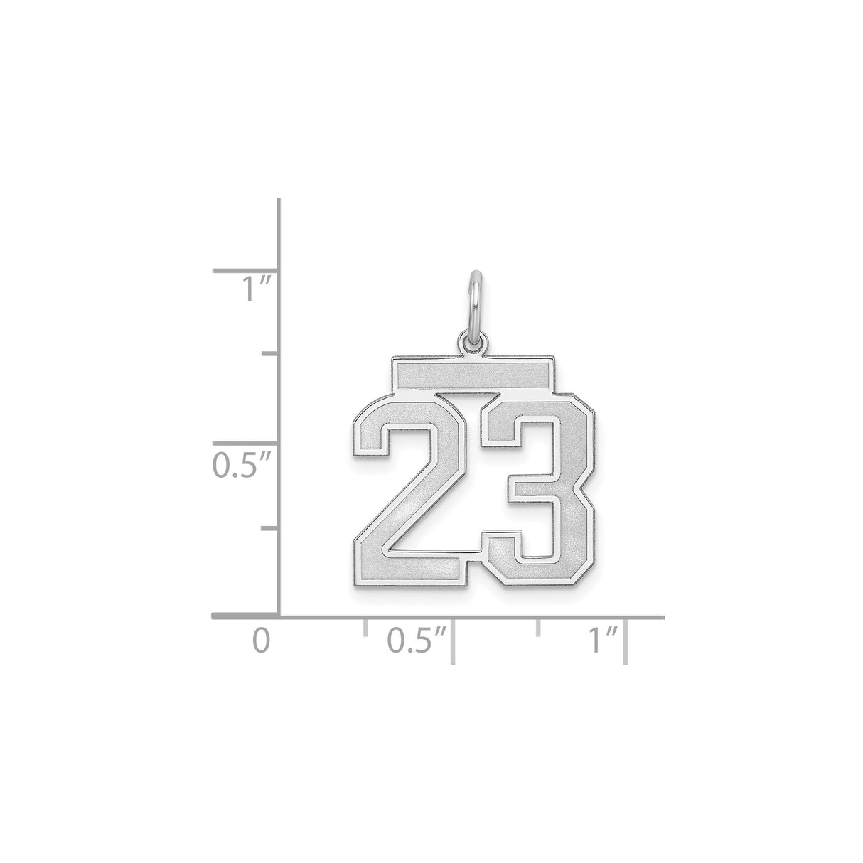 Sterling Silver Number 23 Pendant, Bold Varsity Font Sports Charm for Men and Women