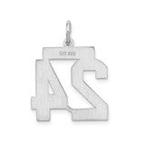 Sterling Silver Number 24 Pendant, Bold Athletic Sports Charm for Men and Women