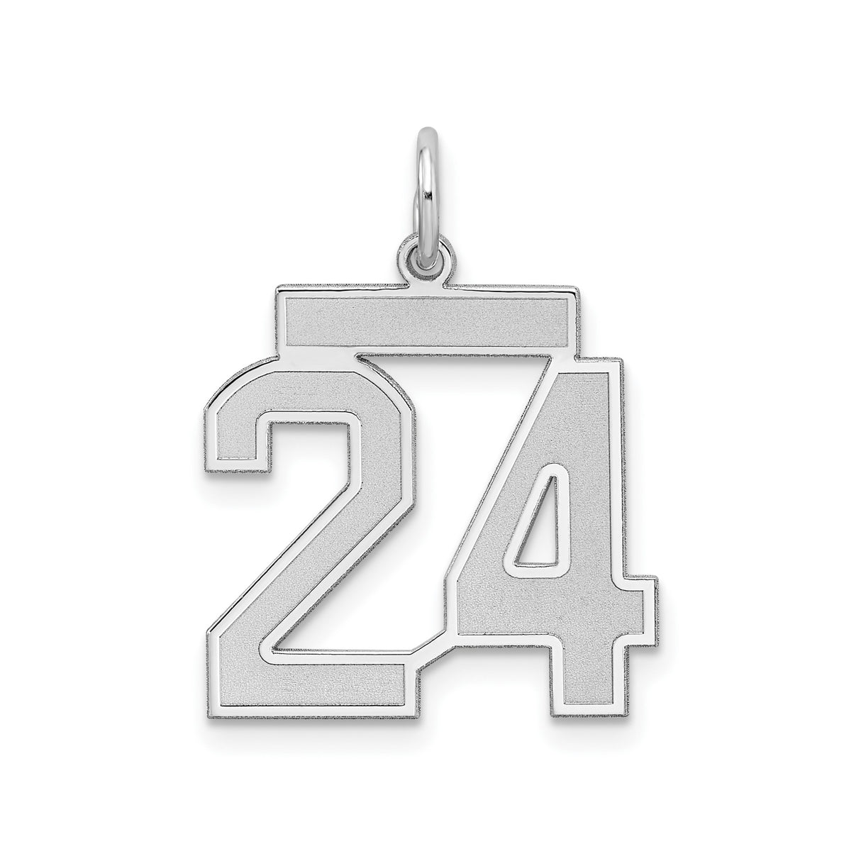 Sterling Silver Number 24 Pendant, Bold Athletic Sports Charm for Men and Women