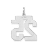 Sterling Silver Number 25 Pendant, Bold Block Style Milestone Charm