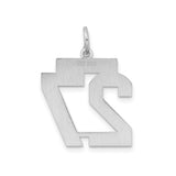 Sterling Silver Number 27 Pendant with Satin Finish, Bold Athletic Design