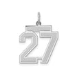 Sterling Silver Number 27 Pendant with Satin Finish, Bold Athletic Design
