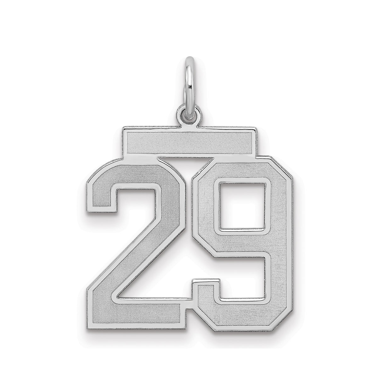 Sterling Silver Number 29 Pendant Charm with Bold Sports Style Font, Unisex Athletic Jewelry