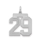 Sterling Silver Number 29 Pendant Charm with Bold Sports Style Font, Unisex Athletic Jewelry