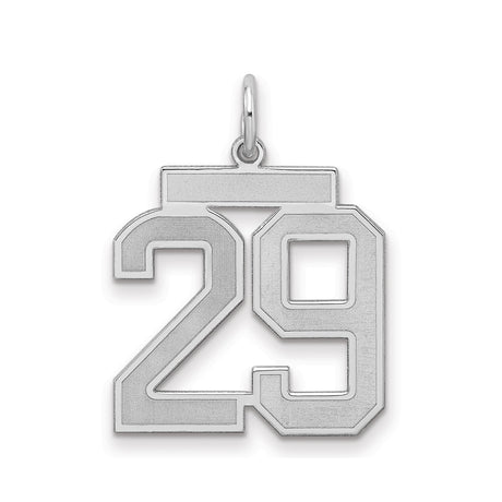 Sterling Silver Number 29 Pendant Charm with Bold Sports Style Font, Unisex Athletic Jewelry