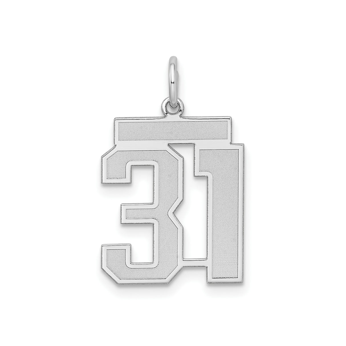 Sterling Silver Number 31 Pendant Charm, Bold Block Digits, Lucky Number Jewelry