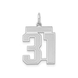 Sterling Silver Number 31 Pendant Charm, Bold Block Digits, Lucky Number Jewelry