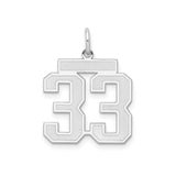 Sterling Silver Number 33 Pendant, Bold Block Font, Satin Finish, Sports Jewelry for Men or Women