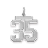 Sterling Silver Number 35 Pendant Charm with Bold Block Numerals, Unisex Sports Theme