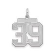 Medium Satin Number 39 Charm Pendant in Real 925 Sterling Silver