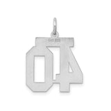 Sterling Silver Number 40 Pendant Charm, Satin Finish Block Font, Milestone Birthday Jewelry