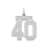 Sterling Silver Number 40 Pendant Charm, Satin Finish Block Font, Milestone Birthday Jewelry