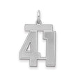 Medium Satin Number 41 Charm Pendant in Real 925 Sterling Silver