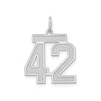 Sterling Silver Number 42 Pendant, Satin Finish Sports Charm, Unisex Athletic Jewelry