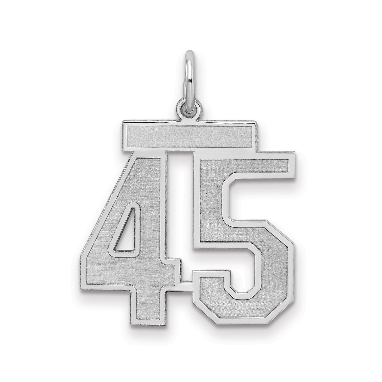 Medium Satin Number 45 Charm Pendant in Real 925 Sterling Silver
