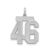 Medium Satin Number 46 Charm Pendant in Real 925 Sterling Silver