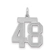 Medium Satin Number 48 Charm Pendant in Real 925 Sterling Silver