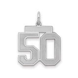 Sterling Silver Number 50 Pendant, Brushed and Polished Finish, Athletic Milestone Style