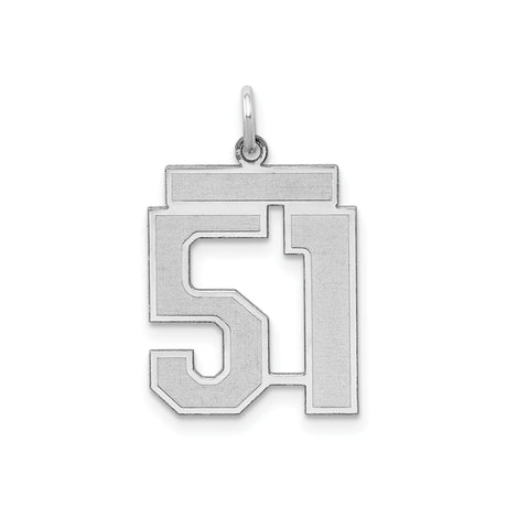Sterling Silver Number 51 Pendant Charm, Bold Geometric Design for Sports Fans or Milestone Gifts